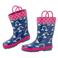Size 7: Stephen Joseph All Over Print RAINBOW Rain Boots NEW