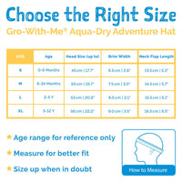 Size L (2-5 years): Jan & Jul Aqua Dry Adventure Hat - Shark w/Navy Trim