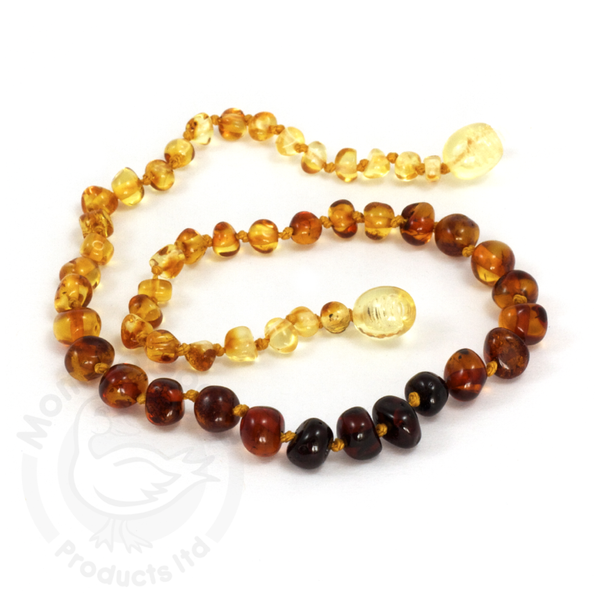 Size Small: Momma Goose Baroque Rainbow Amber Teething Necklace (1031S)