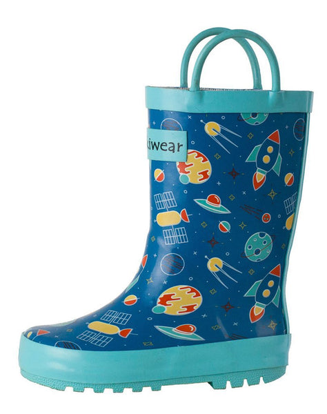 Size 4: Oaki Kids OUTER SPACE Loop Handle Rain Boots NEW