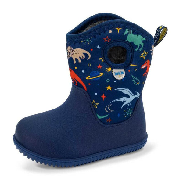Size 10: Jan & Jul SPACE DINOS Toasty-Dry Lite Winter Rain Boots NEW