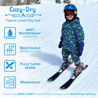 Size 3: Jan & Jul UNDER CONSTRUCTION Cozy Dry Waterproof Fleece Lined Zip Up Rain Suit NEW