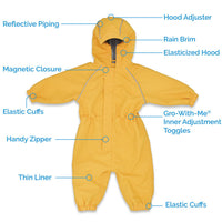 Size 4: Jan & Jul SUMMER CAMP Cozy Dry Waterproof Zip Up Rain Suit NEW