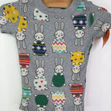Size 2: Hanna Andersson 2pc Grey w/Easter Bunny/Egg's Organic Cotton Shorty PJs
