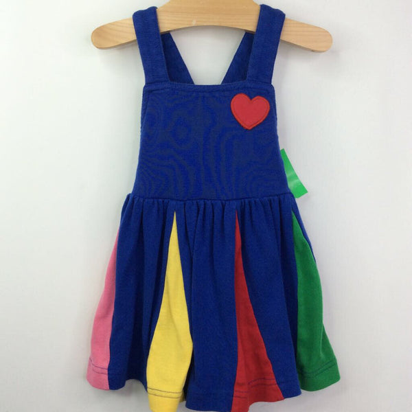 Size 6-12m (70): Hanna Andersson Blue Rainbow Jumper Dress