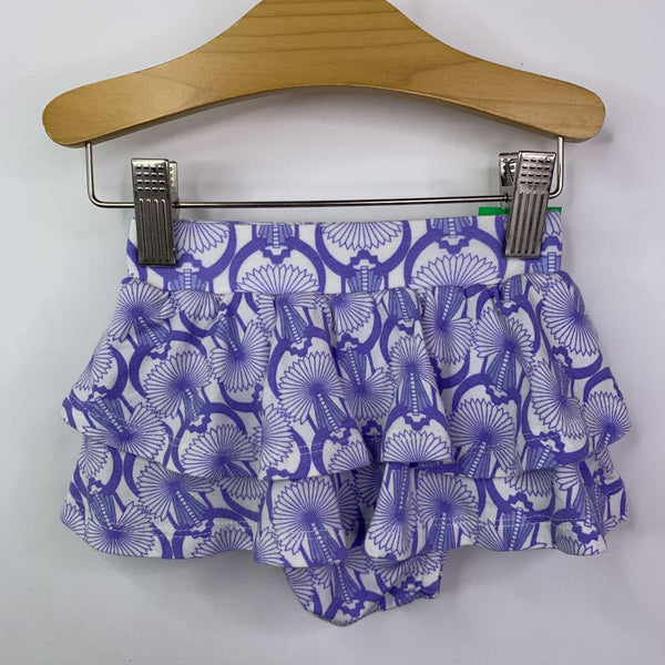 Size 0-3m: Kate Quinn Organics Lavender White Print Bamboo Skirt w/Built in Bloomers