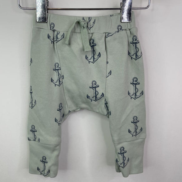 Size 0-3m: Kate Quinn Teal w/ Blue Anchor Organic Cotton Pants
