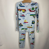 Size 5 (110): Hanna Andersson 2pc Light Blue w/Ships Organic PJs REDUCED