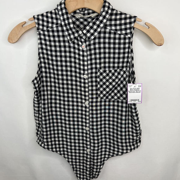 Size 10-11: H&M Black Gingham Button-Up Tie-Front Sleeveless Blouse