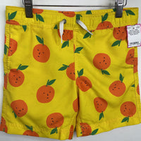Size 6-7 (120): Hanna Andersson Yellow w/Oranges Swim Shorts