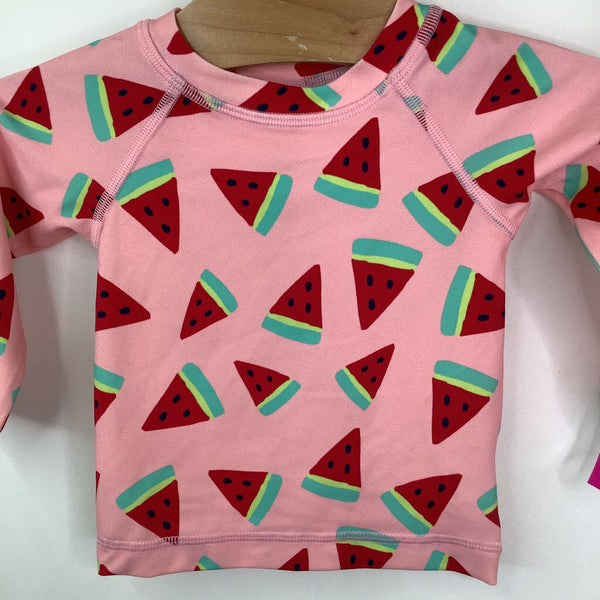 Size 3-6 (60): Hanna Andersson Pink Watermelon Long Sleeve Swim shirt