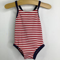 Size 3-6m: Baby Gap Red White Stripe Blue Strappy Swim Suit