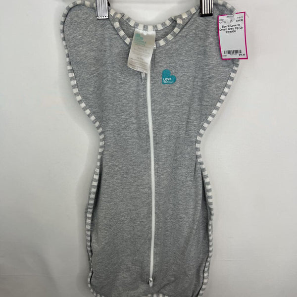 Size S: Love to Dream Grey Zip Up Swaddle