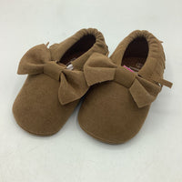 Size 2: Romirus Brown Bow Fringe Soft Soled Shoes