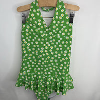 Size 12: Hanna Andersson Green White Daisey Print Swim Suit