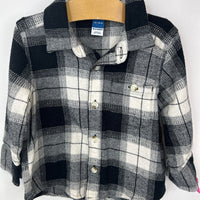 Size 12-18m: Old Navy Beige Black Plaid Oxford Flannel Shirt