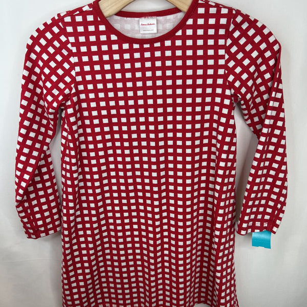 Size 8: Hanna Andersson White Red Squares Longsleeve Dress