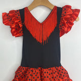 Size 8: Red & Black Polka Dot Ruffle Fringe Dress