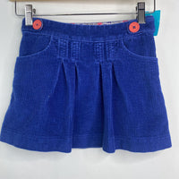 Size 7-8: Mini Boden Blue Corduroy w/ Pink Buttons Skirt