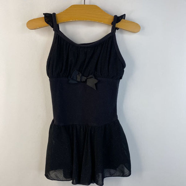 Size 4-5: Freestyle Black w/Glitter & Bow Dress Leotard