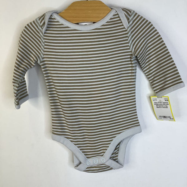 Size 0-3m: Hanna Andersson Brown Stripped Long Sleeve Onesie