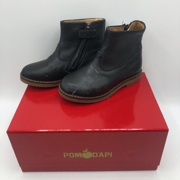 Size 8: PomD'Api Black Leather Side Zip Boots