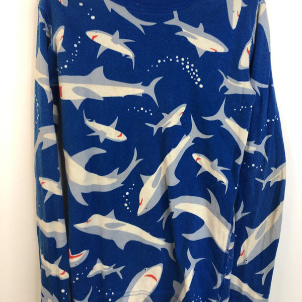 Size 12: Hanna Andersson Blue w/ Sharks Long Sleeve 2pc PJS
