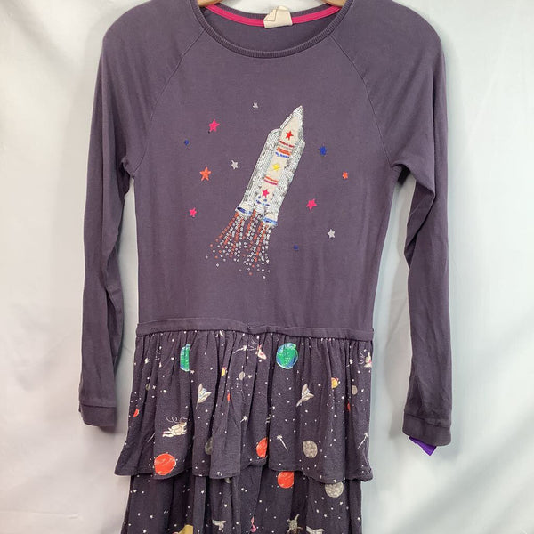 Size 11-12: Mini Boden Blue Rocket Space Long Sleeve Dress