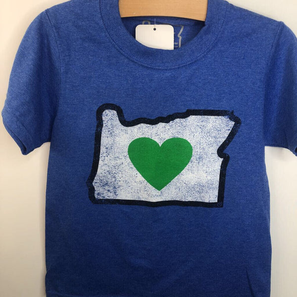Size 4-5: Heart in Oregon Locally Made BLUE Heathered T-shirt NEW