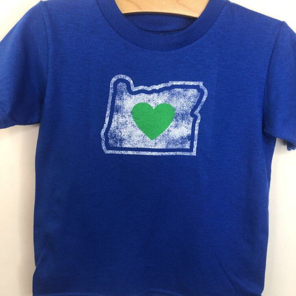 Size 2: Heart in Oregon Locally Made BLUE T-shirt NEW