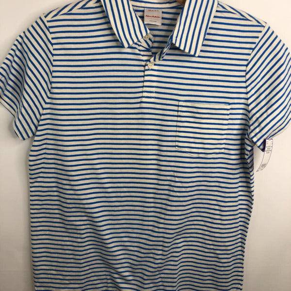 Size 12 (150): Hanna Andersson Blue/White Striped Polo Shirt