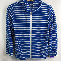 Size 10: Hanna Andersson Blue & White Striped Zip Up Hoodie