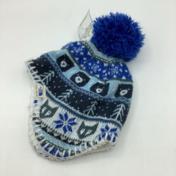 Size 0-6m: The North Face Blue Knitted Fleece Lined Hat