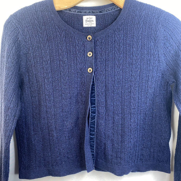 Size 11-12: Mini Boden Navy Blue Sparkly Knitted Button Up Cardigan