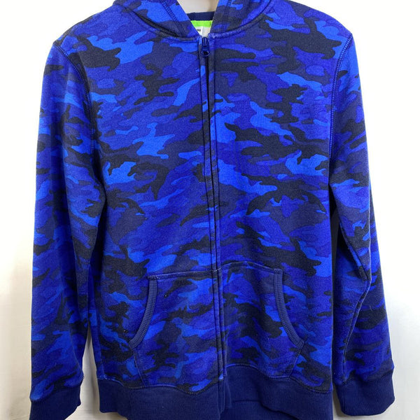 Size 14-16: Spotted Zebra Blue Camo Zip-up Hoodie