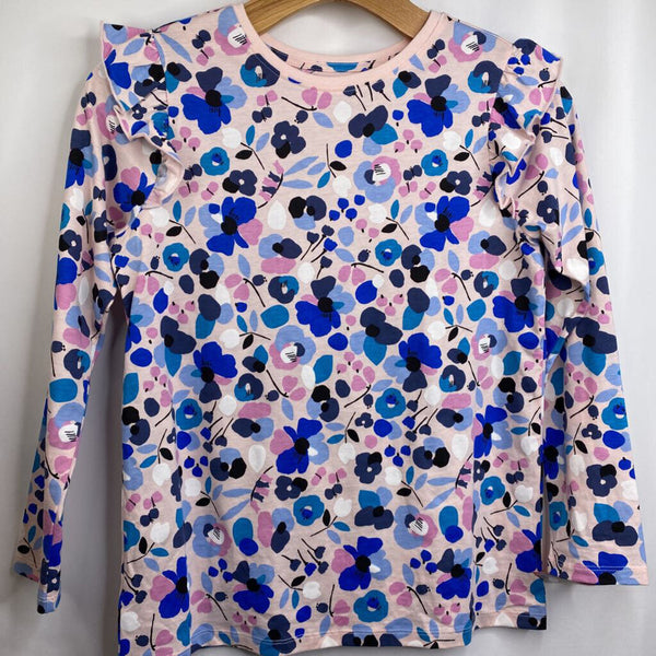 Size 12: Tea Pink/Blue Flower Pattern Long Sleeve Shirt