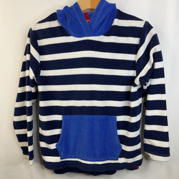 Size 8: Hanna Anderson Blue/White Stripe Zip Up Terry Cloth Hoodie