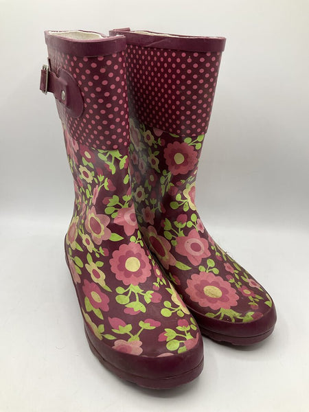 Size 4Y: Target Magenta Floral Rain Boots
