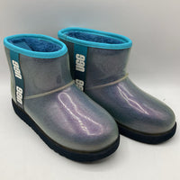 Size 4Y: Ugg Blue Fleece Clear Sparkly Boots