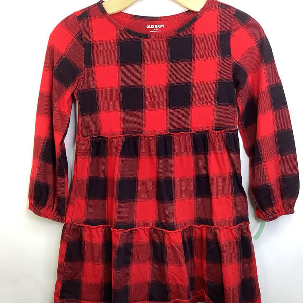 Size 8: Old Navy Red and Black Checkered Long Sleeve Dress