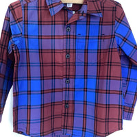 Size 3: Tea Red and Blue Plaid Long Sleeve Button-up NEW w/ Tag