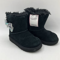 Size 10: Ugg Black Faux Fur w/ Bow Ankle Boots
