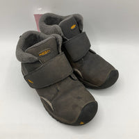 Size 1Y: Keen Grey Waterproof Velcro Insulated Ankle Boots