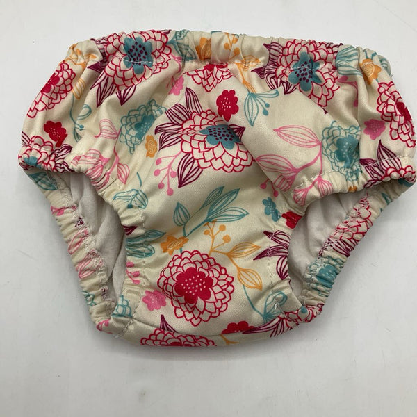 Size L: Charlie Banana Cream w/ Flowers Diaper Cover