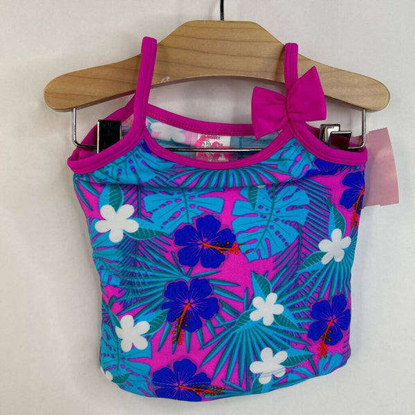 Size 12m: C&R Beach Wear Neon Blue & Pink Tropical Floral 2pc Swim Suit