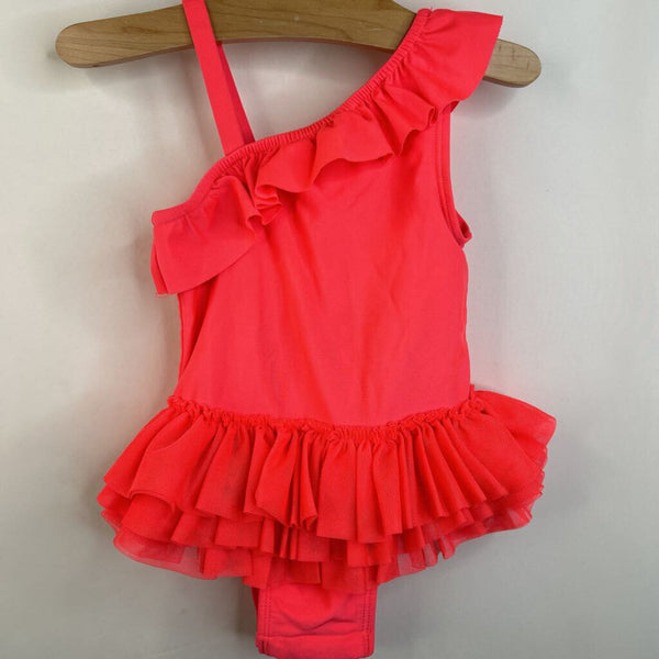Size 2: Cat & Jack Neon Pink Ruffle w/ Skirt One Piece Swimsuit