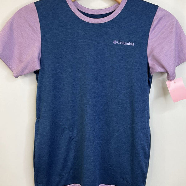 Size 7-8: Columbia Blue and Lavender Omni-Shade Short Sleeve Dress w/ Pockets REDUCED