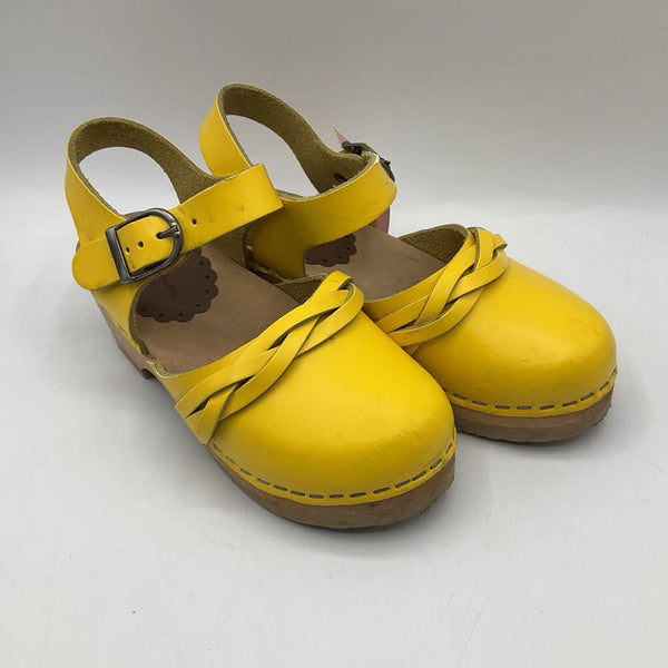 Size 11.5: Hanna Andersson Yellow Leather & Wooden Clogs