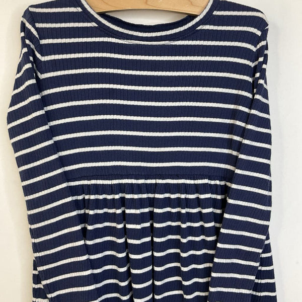 Size 6-7: Hanna Andersson Blue and White Striped Long Sleeve Dress