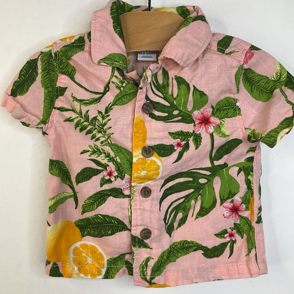 Size 0-3m: Old Navy Pink Tropical Button-up Short Sleeve